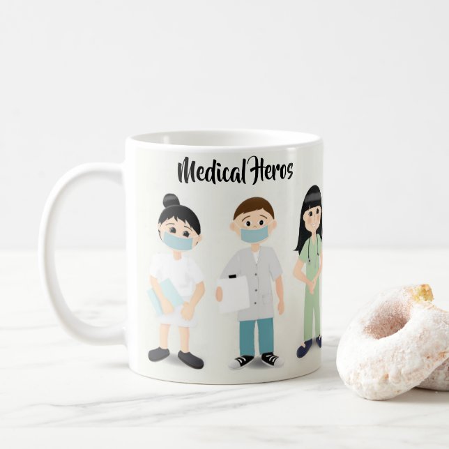 Mug Les héros Médicales cognent avec les infirmières e (Avec donut)