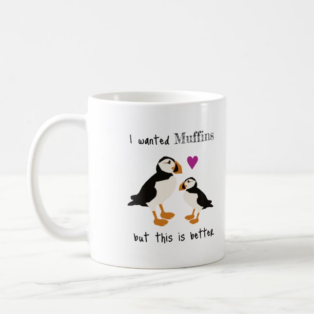 Mug Les macareux font des muffins "C'est mieux" (Gauche)