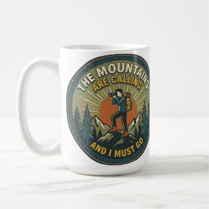 Mug Les montagnes appellent Badge Randonnée Vintage