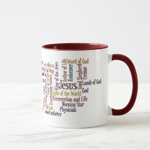 Mug Les noms de Jésus attaquent - le bleu/rouge foncé
