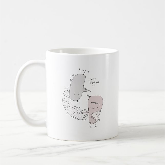 Mug les oiseaux adorent couple mignon accolades d'auto (Gauche)