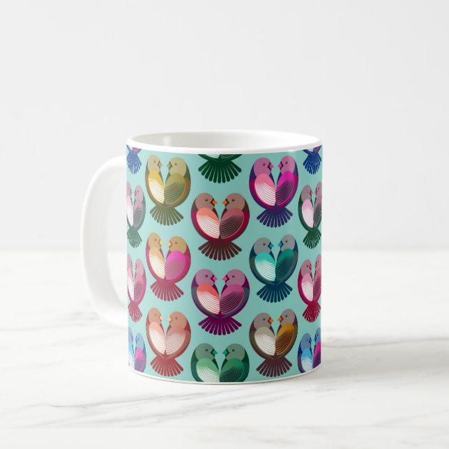 Mug Les oiseaux de Saint Valentin en amour (Devant gauche)