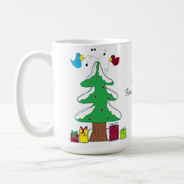 Mug Les oiseaux et l'arbre Le premier Noël du bébé (Gauche)