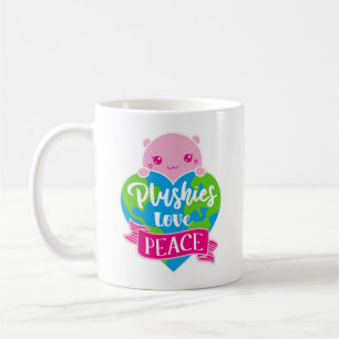 Mug Les Plushies aiment la paix   Cute Kawaii Coeur Te