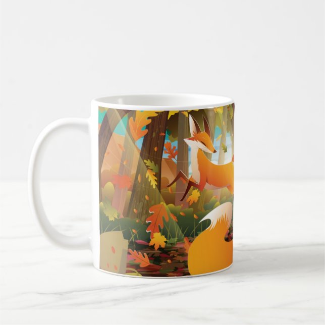 Mug Les renards jouent dans la forêt d'automne (Gauche)