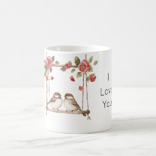 Mug Les roses aiment les oiseaux sur la balançoire de