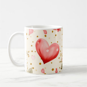 Mug Les roses et les coeurs roses et rouges de Valenti