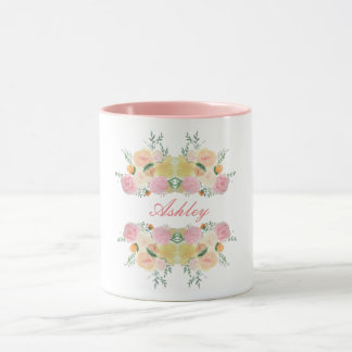 Mug Les roses floraux chics de pivoine ont