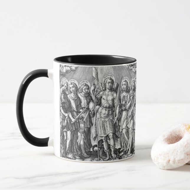 Mug Les Sept Archanges (M 034; Gravure) (Avec donut)
