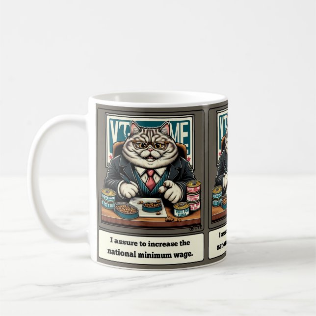 Mug Les vaches espiègles : Le Cat Crafty Politicien (Gauche)