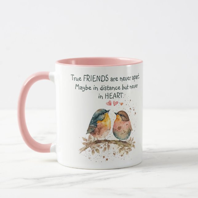 Mug Les vrais amis ne sont jamais séparés, peut-être à (Gauche)