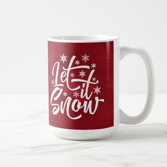 Mug Let It Snow Christmas Typographie Rouge/Blanc ID95 (Droite)