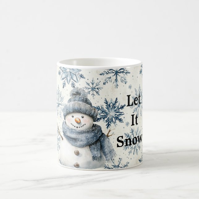 Mug Let It Snow Snowman Blue Snowflakes Christmas (Centre)