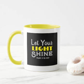 Mug Let Your Light Shine Bible Verse Yellow Black 