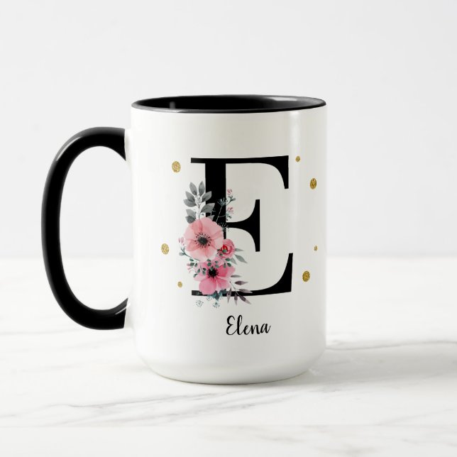 Mug Letras con flores y glitter (Gauche)