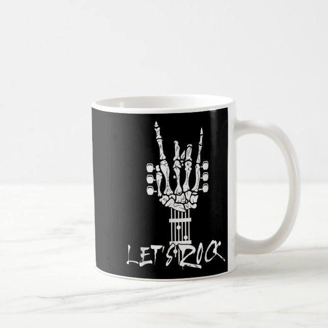 Mug Lets Rock On Halloween Rock And Roll Skeleton Hand (Droite)