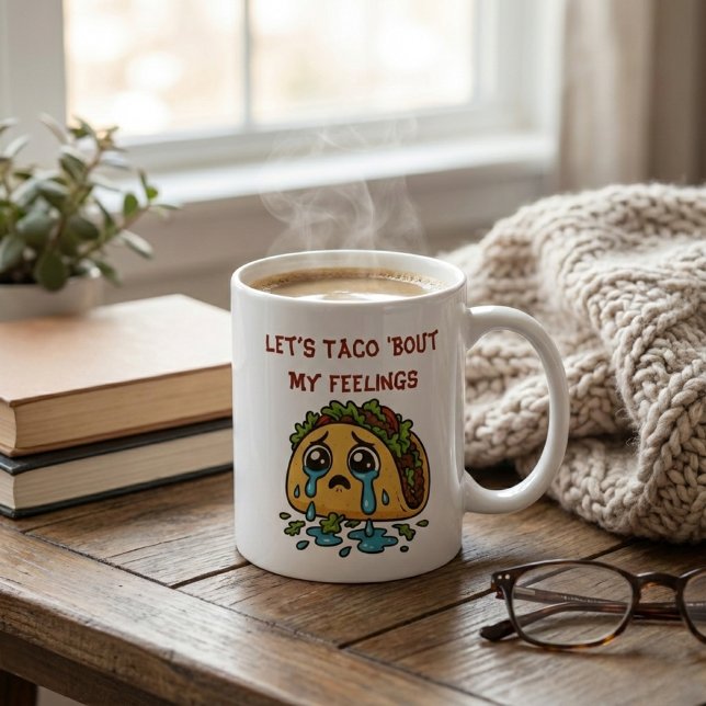 Mug Let's Taco 'Bout My Feelings Funny Crying Taco (Créateur téléchargé)