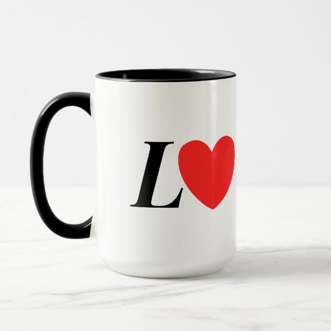 Mug Letter L Heart - Valentine Initial Love Design (Gauche)