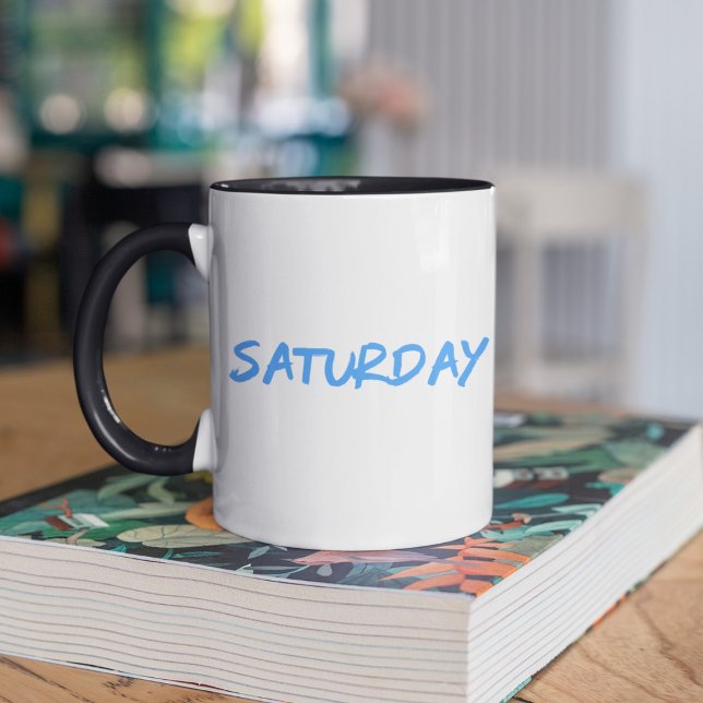 Mug Lettering Design ‘Saturday’ in Sky Blue (Créateur téléchargé)