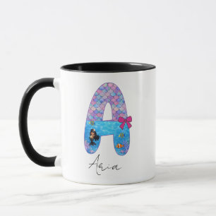 Mug Lettre A de l'alphabet personnalisé de sirène 