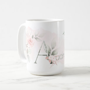 Mug LETTRE A Délicate Rose Rose BLANC