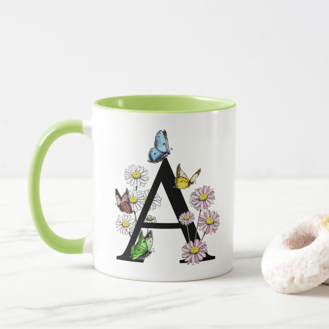 Mug LETTRE A DU BROUILLARD D'AQUATIE Florale (Avec donut)
