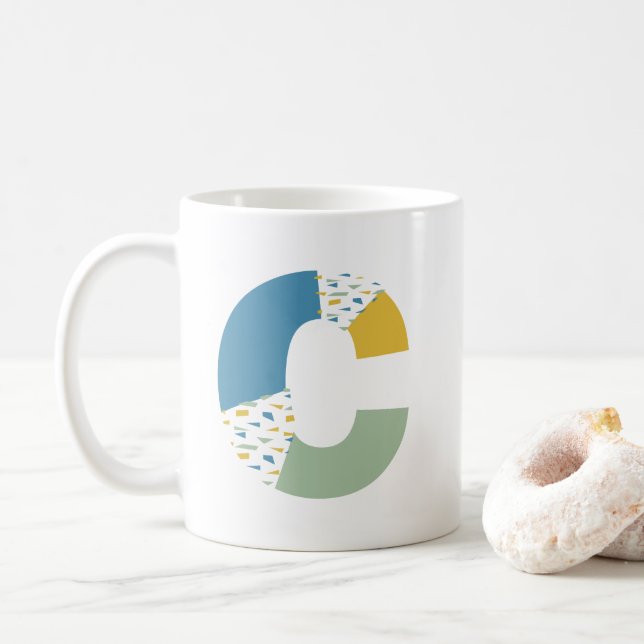 Mug Lettre Abstraite moderne C Monogramme initial (Avec donut)