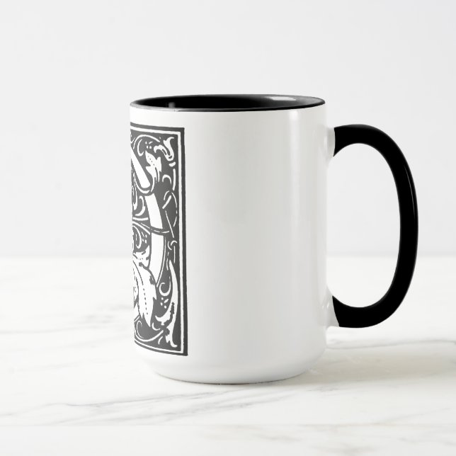 Mug LETTRE ALLETTE DE STYLE Renaissance D SUR BOÎTE (Droite)