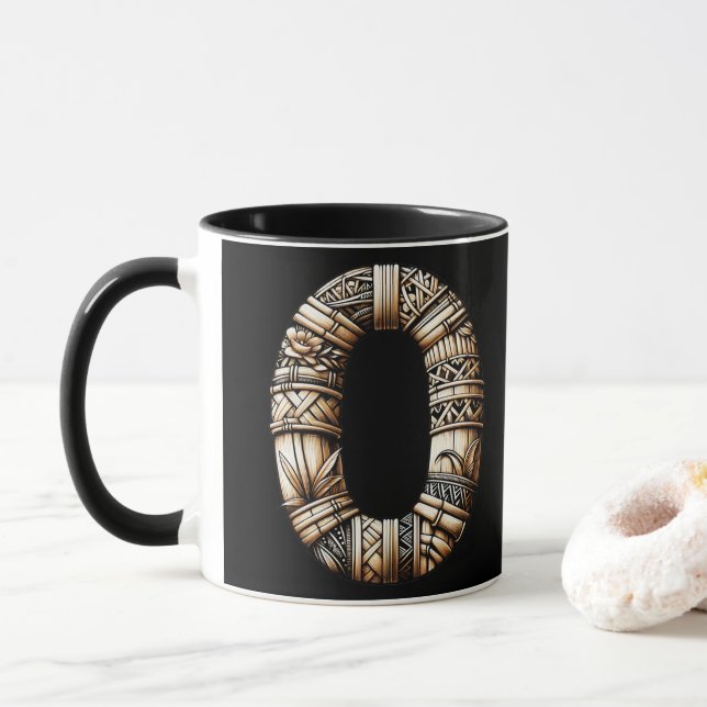 Mug LETTRE Aloha Polynésienne Hawaïenne O Initiale Per (Avec donut)