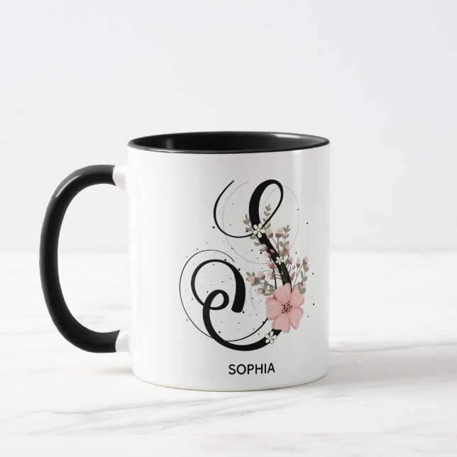 Mug Lettre alphabet S Floral Monogramme Flower (Gauche)