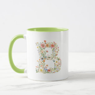 Mug LETTRE Aquarelle Florale B MONO