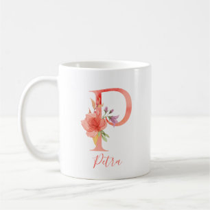 Mug Lettre assez rose "P " d'aquarelle