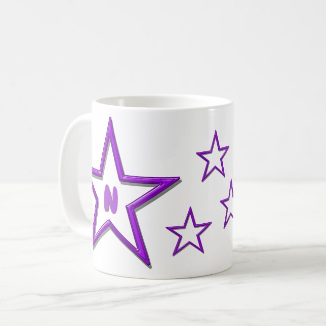 Mug - Lettre aux étoiles violettes (Devant gauche)