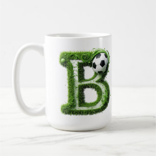 Mug Lettre B en topiaire d'herbe verte avec ballon de