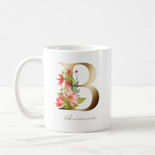 Mug Lettre B   Monogramme or floral