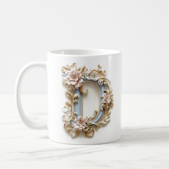 Mug Lettre Baroque 'D' pour une Princesse du Café (Gauche)