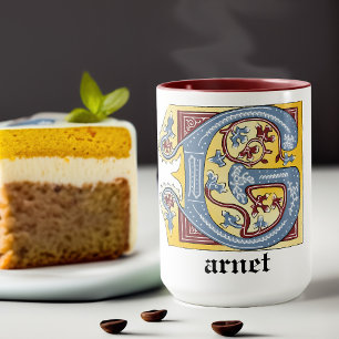 MUG LETTRE BLEUE ET ROUGE MOYENNE G ÉCLAIRÉE
