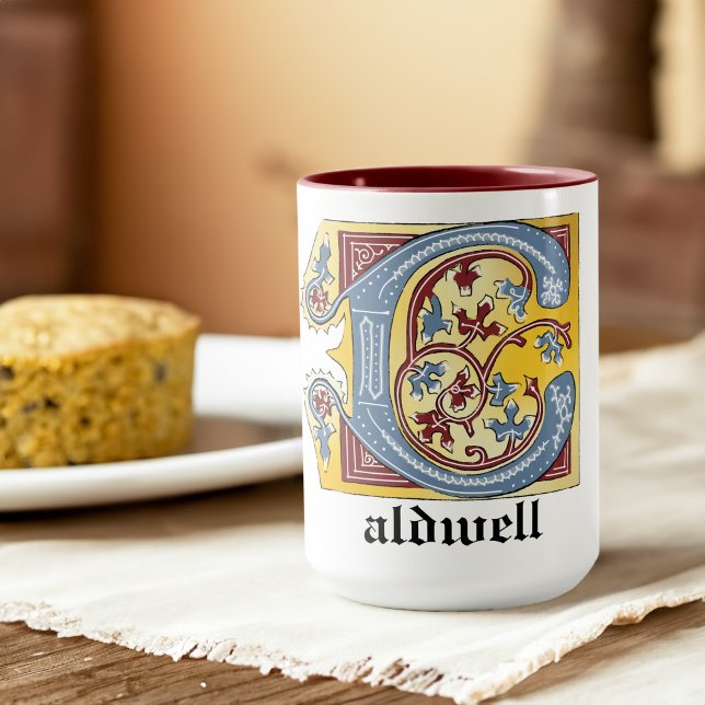 MUG LETTRE BLEUE MOYENNE ET ROUGE LIVRE ÉCLAIRÉ C (Créateur téléchargé)
