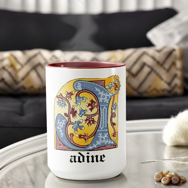 MUG LETTRE BLEUE MOYENNE ET ROUGE LIVRE ÉCLAIRÉ J (Créateur téléchargé)
