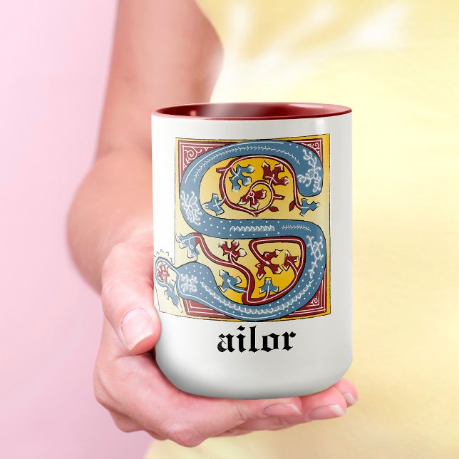 MUG LETTRE BLEUE MOYENNE ET ROUGE LIVRE ÉCLAIRÉ S (Créateur téléchargé)