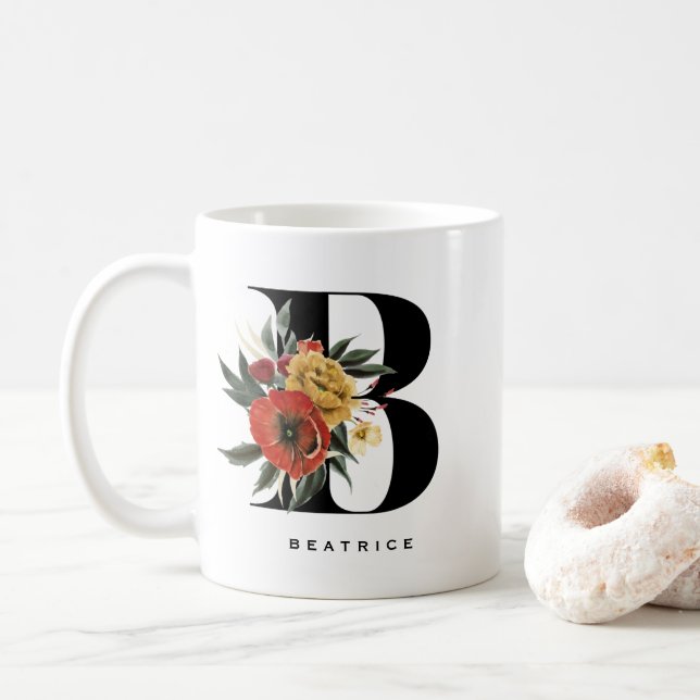 Mug LETTRE BOtanique ANÉMONE AQUATIQUE B MONogramme (Avec donut)