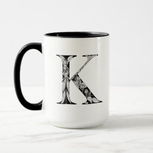 Mug Lettre botanique K Mug, Art d'Elizabeth Sampson