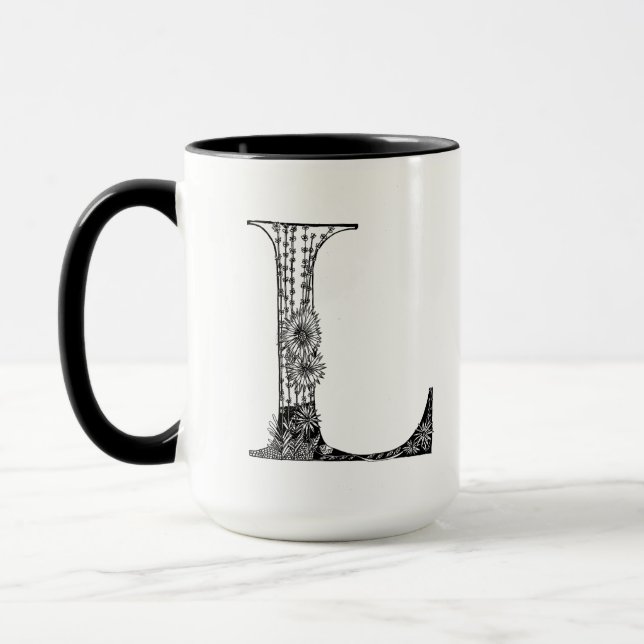 Mug Lettre botanique L Mug, Art d'Elizabeth Sampson (Gauche)