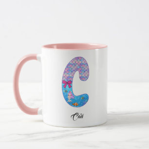 Mug Lettre C de l'alphabet personnalisé de sirène