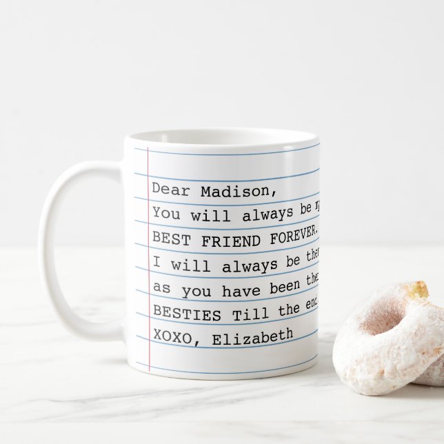 Mug Lettre Carnet photo des meilleurs amis à la mode M (Avec donut)