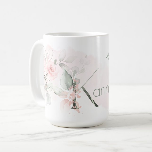 MUG LETTRE CHAUSSÉE ROSE BLANCHE CHAUSSÉE MONOGRAPHIQU (Devant gauche)