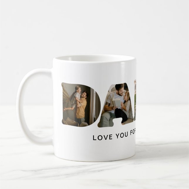 Mug LETTRE DADDY Fête des pères de collage photo (Gauche)