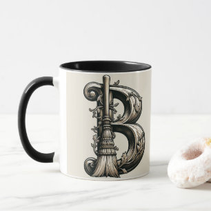 Mug Lettre de chambre de sorcière B personnalisée init
