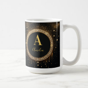 Mug Lettre de monogramme personnalisée en paillettes n