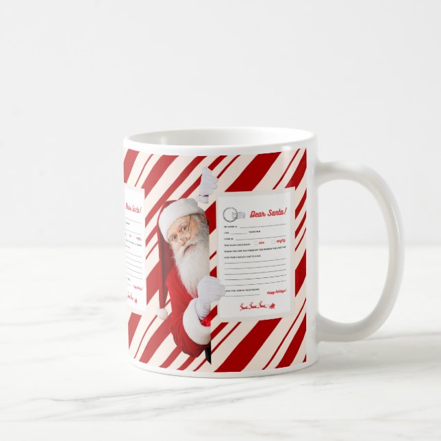 Mug Lettre de Noël de Père Noël Rouge bonbon Bouton ro (Droite)